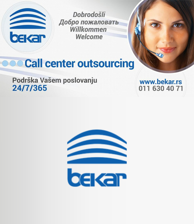 <i>Bekar d.o.o.</i>
	  <span>Osnovni pravac delatnosti kompanije Bekar su outsourcing usluge call-centra...    </span>
